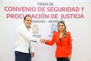 Firman Convenio Evelyn Salgado y Cuauhtémoc Blanco fortalecer Seguridad en Guerrero y Morelos.